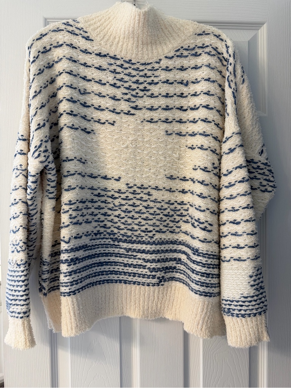 1.4.3. Story by Line Up Cream and Navy Striped Turtleneck Sweater
